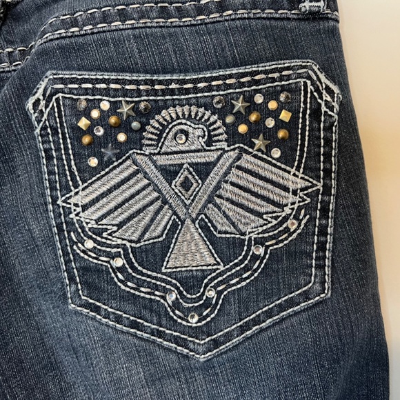 Wrangler Rock 47Jeans Women’s 29x34 Embroidered Stitched Low Rise Flare Boot Cut - Picture 7 of 16